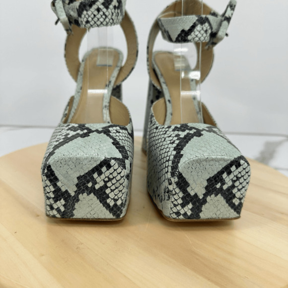 Bottega Veneta Snake Embossed Leather Platform Heels Tower Square Toe Pumps Sz40 - Picture 6 of 15